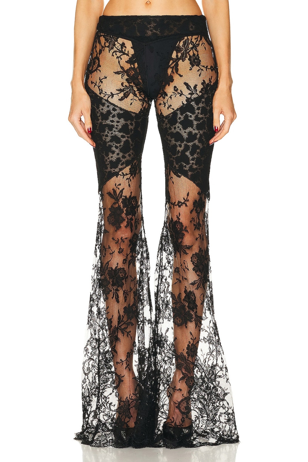 Roberto Cavalli Flared Black Chantilly Lace Pants Size It 40 Nwt